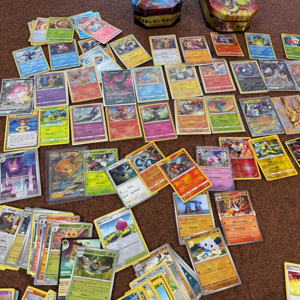 Huge assortment Pokemon Card Lot V VMAX GX Holo Rare Collection 3 Tins Arceus